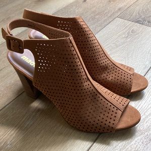 Womens Madden NYC Heels Cage Laser Cut Brogan-C Open Toe Bown 9.5